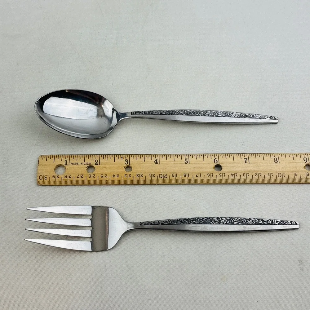 Bouquet by Coventry Serving Spoon Fork Set JH Stainless Japan Floral Flatware